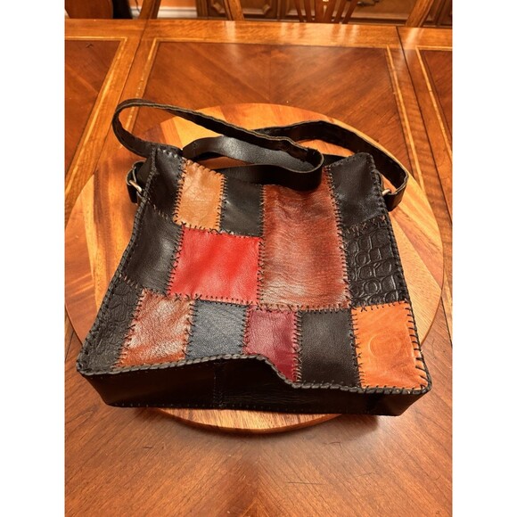 Unbranded Leather Multicolor Patchwork Shoulder Crossbody Bag Purse - Picture 2 of 12